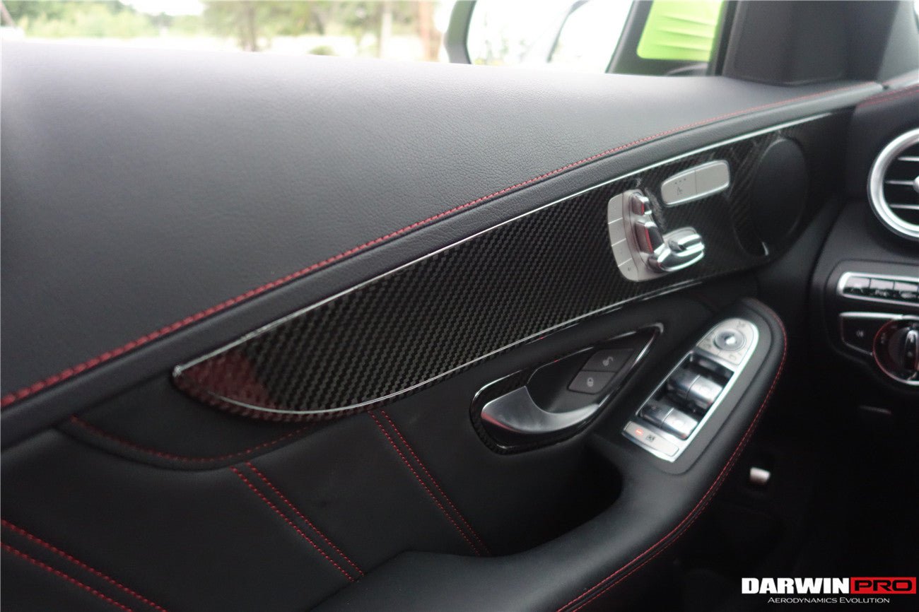 2015 - 2021 Mercedes Benz W205 C Class GLC X253 Carbon Fiber Interior Door Handle Cover Trim